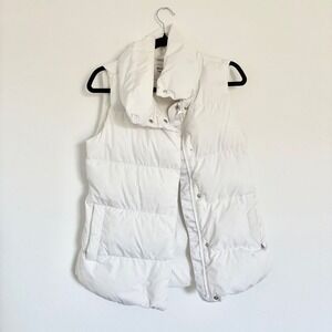 Athleta Downtown Puffer Vest Full Zip‎ Sleeveless Quilted White Collared Size M